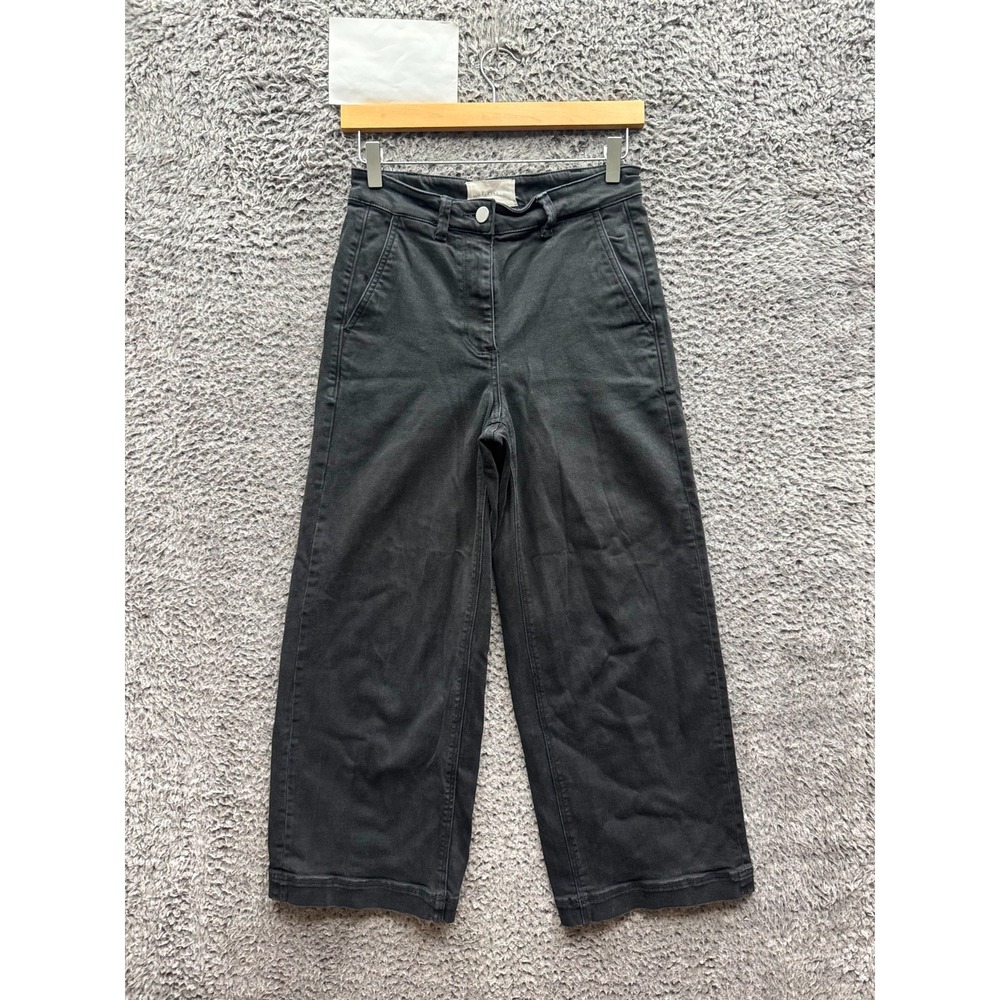 Everlane High Rise Wide-Leg Crop Denim Pants Dark Wash Black Womens Size 0